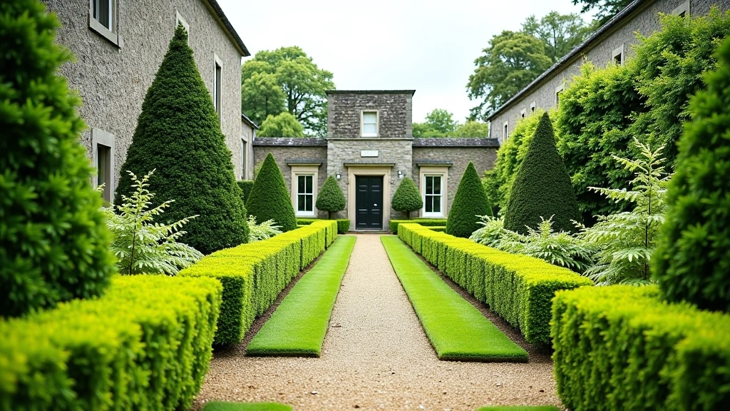 Historic walled gardens at Birr Castle with carefully maintained heritage plantings and stone walls