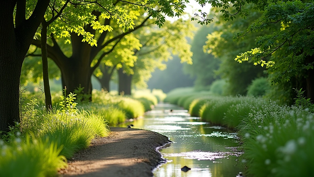 River walk path with water views and natural vegetation at Birr Castle estate